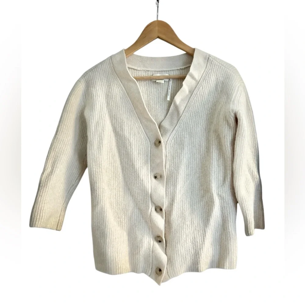 Maeve by Anthropologie 100% Cashmere Cream Colored Cropped Cardigan - Picture 1 of 10